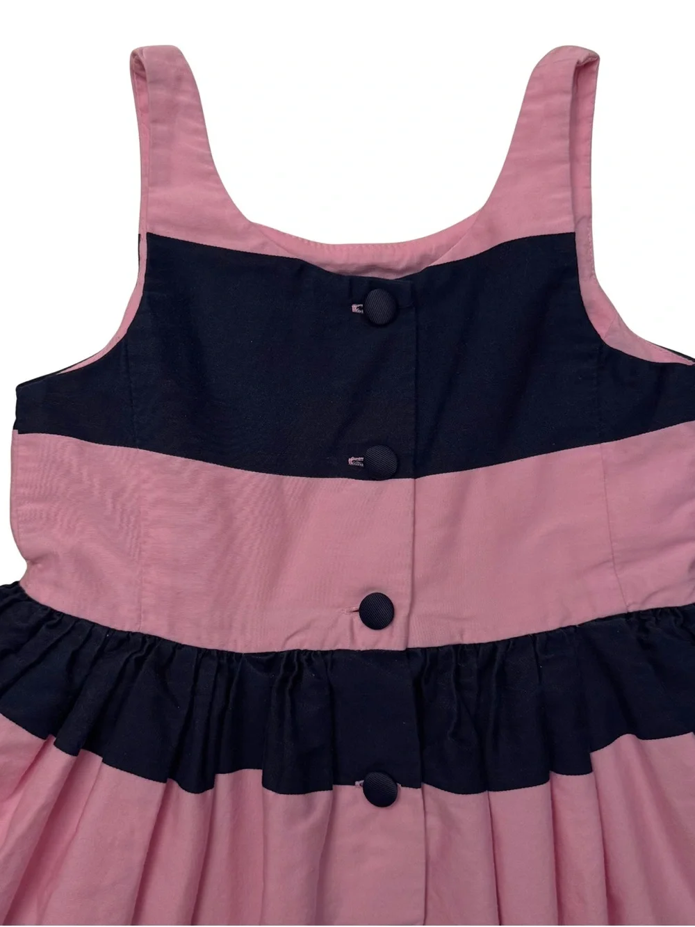 Polo Ralph Lauren Girls Navy Blue & Pink Striped Cotton Sateen Dress